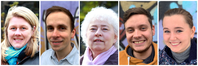 Co-Vorsitzende Birgit Glade, Co-Vorsitzender Patrick Woschek, Fraktionsvorsitzende Monika Pauly, stellvertretender Vorsitzender Janis Machtanz, stellvertretende Juso-Kreisvorsitzende Gina Mahlke.